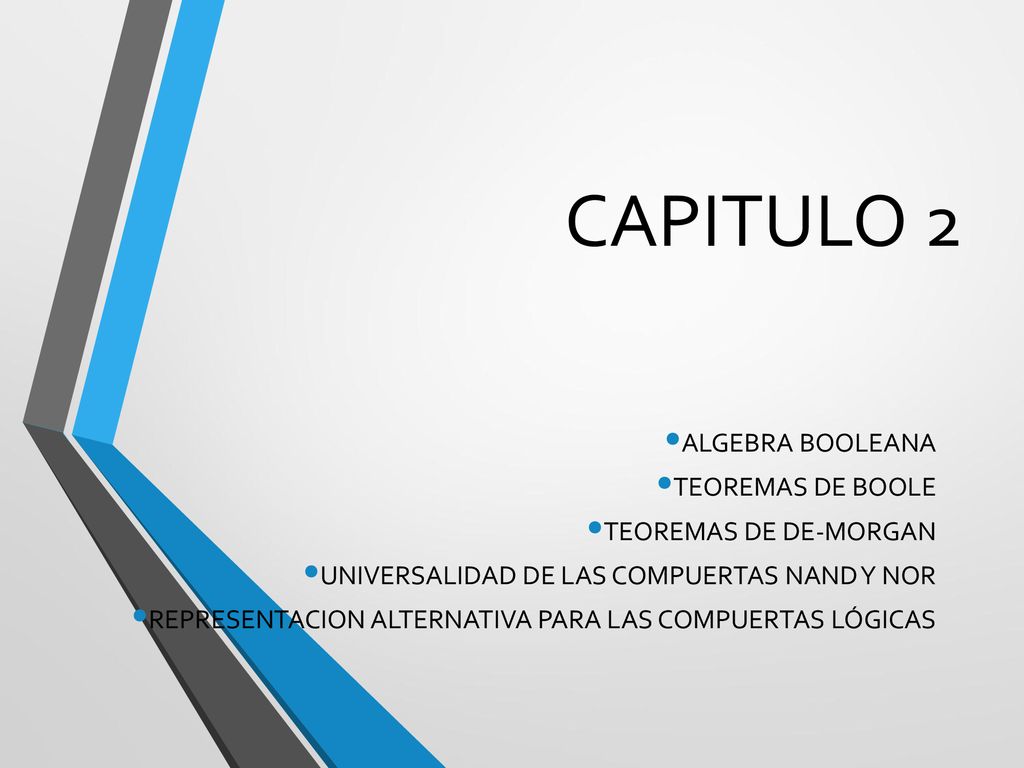 CAPITULO 2 ALGEBRA BOOLEANA TEOREMAS DE BOOLE TEOREMAS DE DE-MORGAN