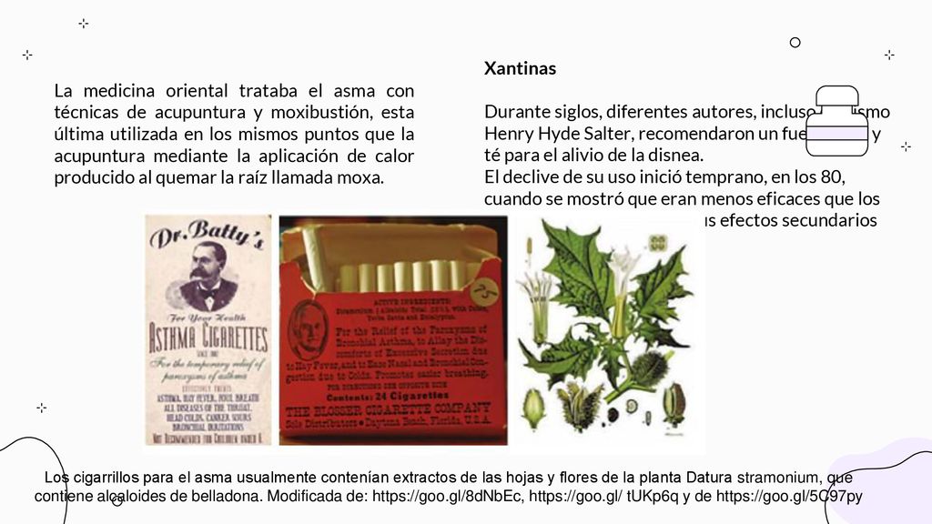 La medicina oriental trataba el asma con técnicas de acupuntura y moxibustión, esta última utilizada en los mismos puntos que la acupuntura mediante la aplicación de calor producido al quemar la raíz llamada moxa.