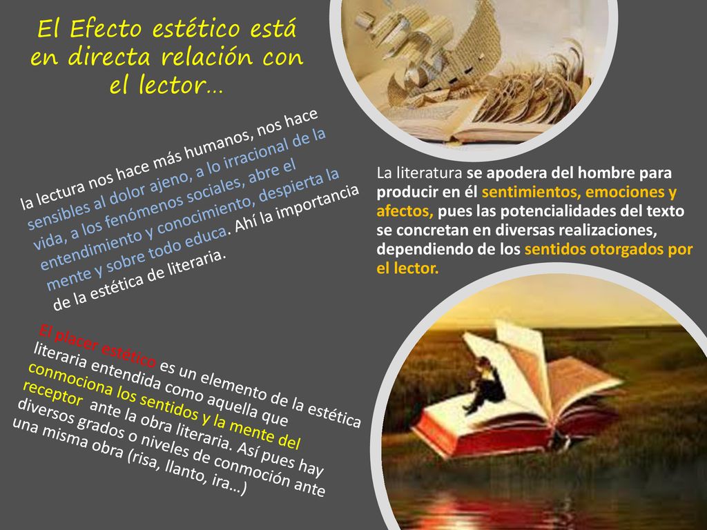 El Efecto estético está en directa relación con el lector…