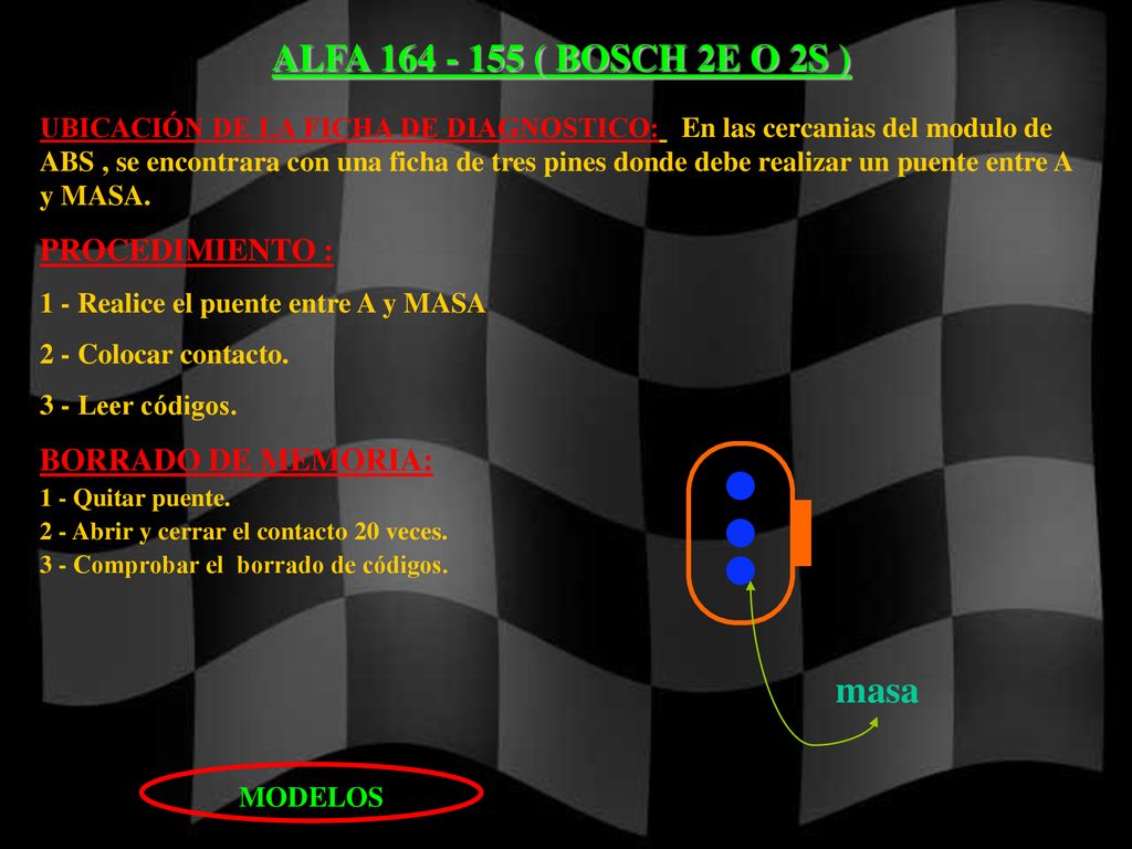 ALFA ( BOSCH 2E O 2S ) masa PROCEDIMIENTO :