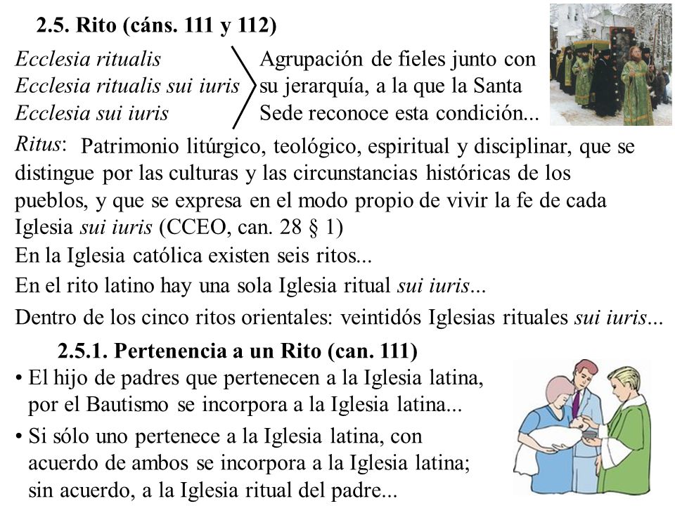 2.5. Rito (cáns. 111 y 112) Ecclesia ritualis Ecclesia ritualis sui iuris Ecclesia sui iuris.