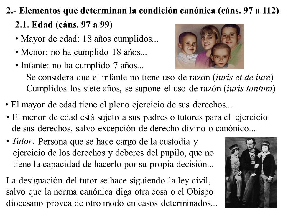 2.- Elementos que determinan la condición canónica (cáns. 97 a 112)