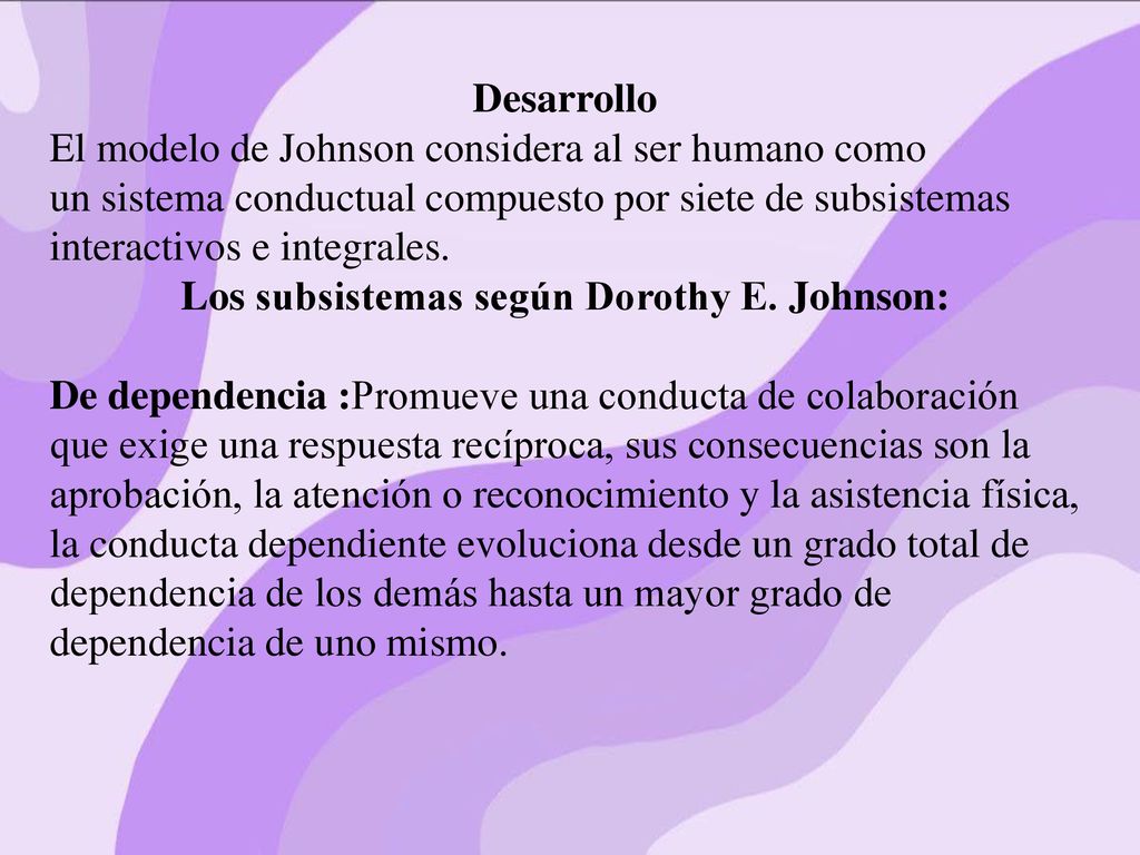 Modelo del sistema Conductual de Dorothy  - ppt descargar