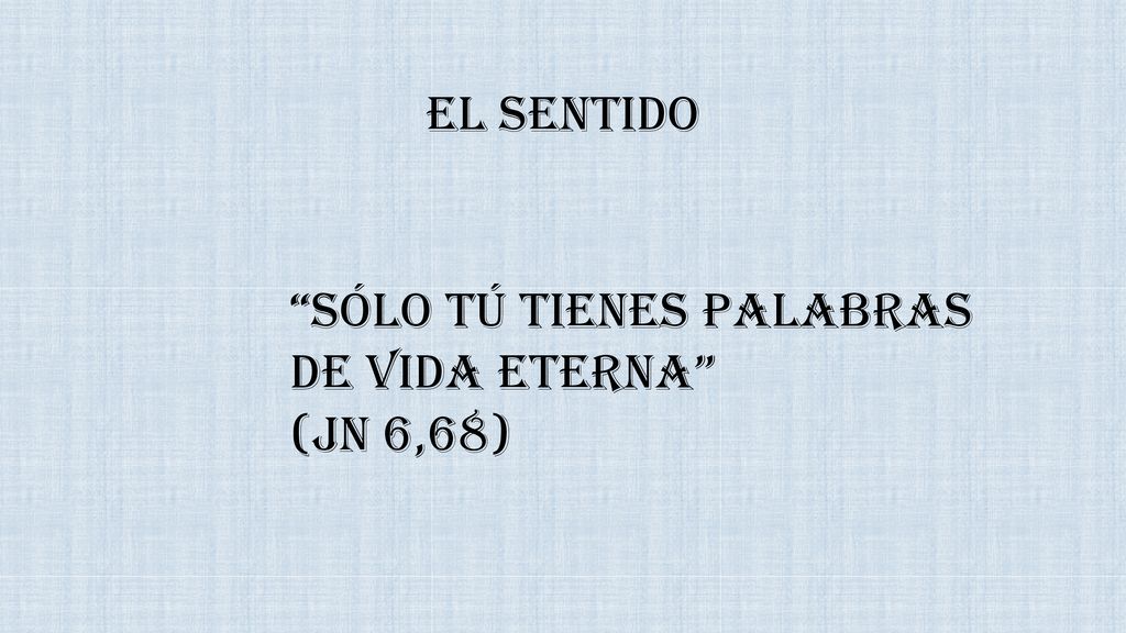 El sentido Sólo Tú tienes palabras de vida Eterna (Jn 6,68)
