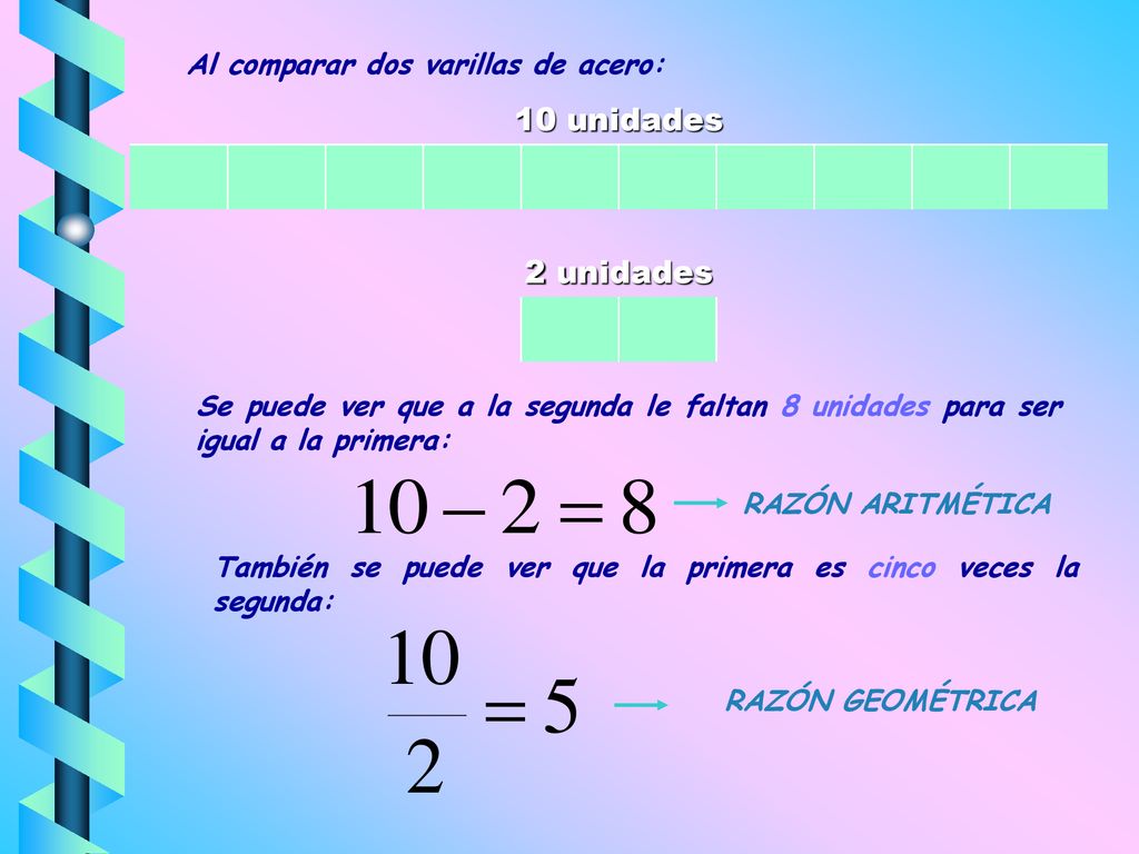 10 unidades 2 unidades Al comparar dos varillas de acero: