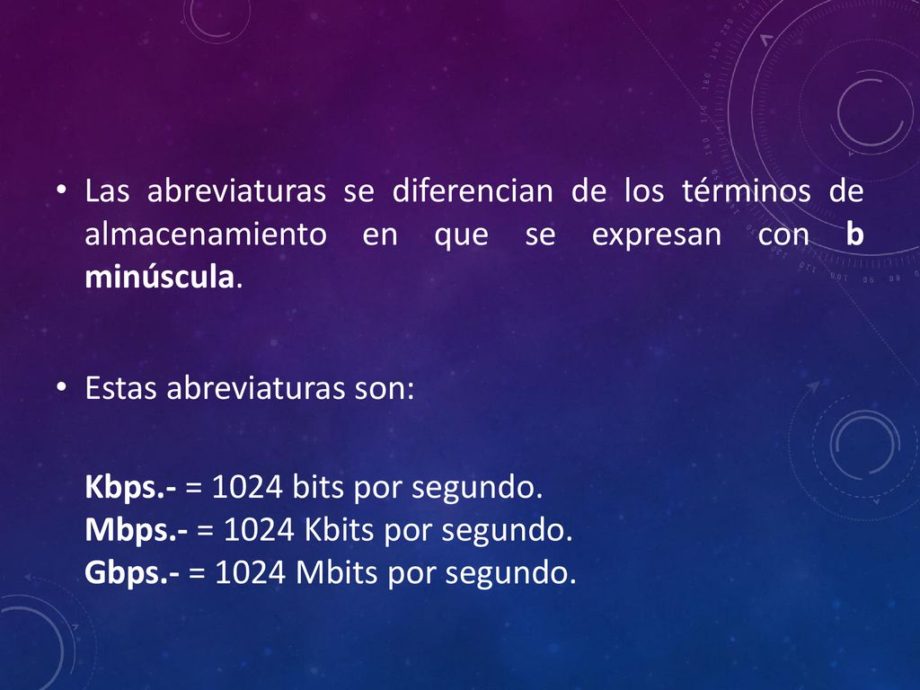 Las abreviaturas se diferencian de los términos de almacenamiento en que se expresan con b minúscula.