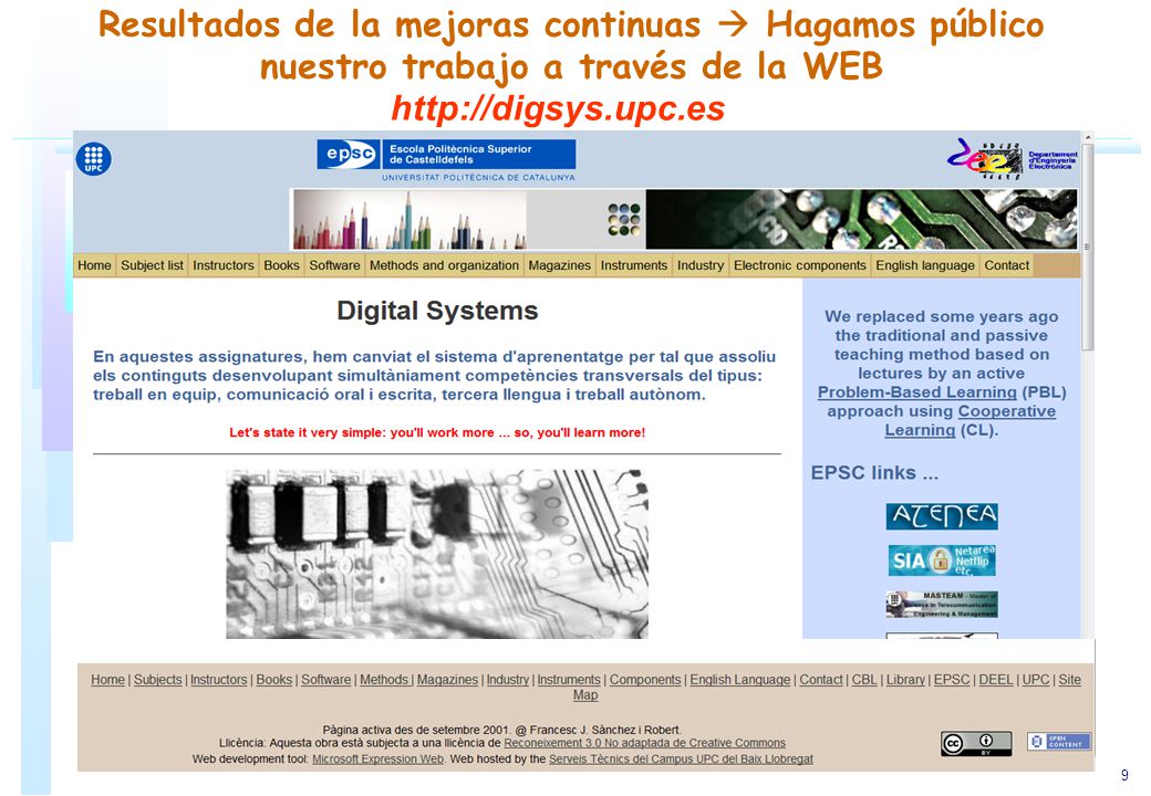 Resultados de la mejoras continuas  Hagamos público nuestro trabajo a través de la WEB