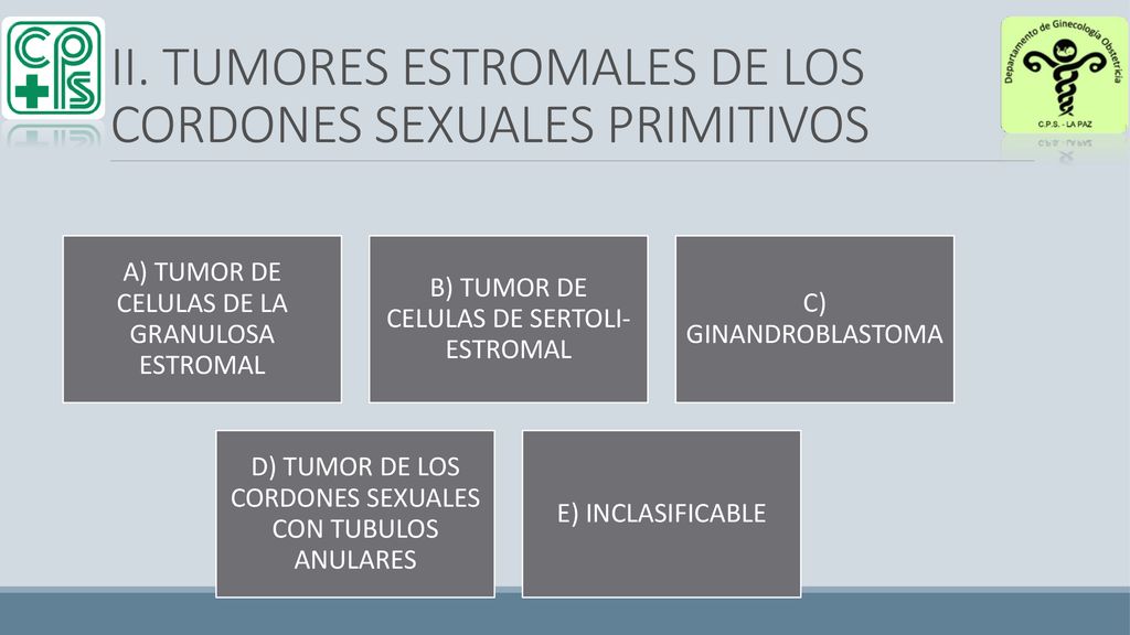 II. TUMORES ESTROMALES DE LOS CORDONES SEXUALES PRIMITIVOS