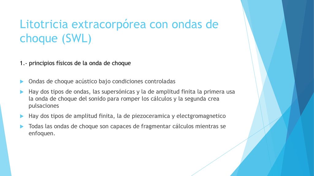 Litotricia extracorpórea con ondas de choque (SWL)