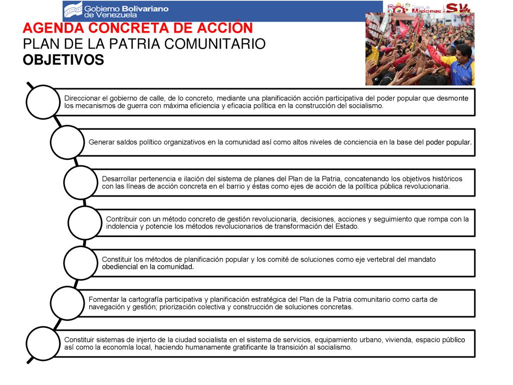 AGENDA CONCRETA DE ACCIÓN PLAN DE LA PATRIA COMUNITARIO OBJETIVOS