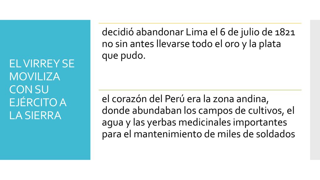 EL VIRREY SE MOVILIZA CON SU EJÉRCITO A LA SIERRA