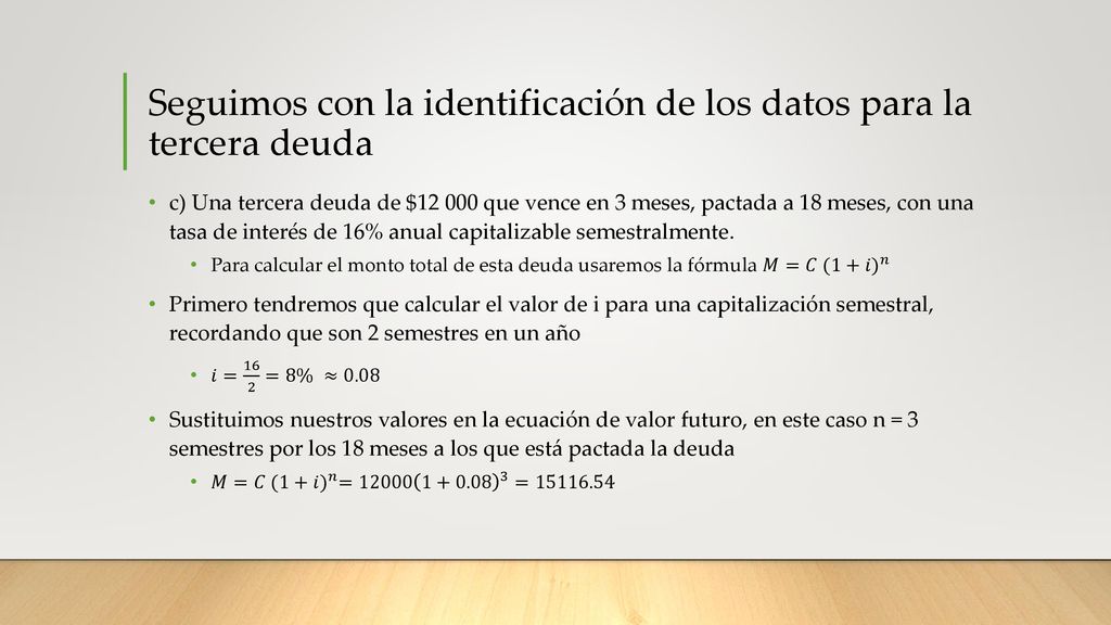 Seguimos con la identificación de los datos para la tercera deuda