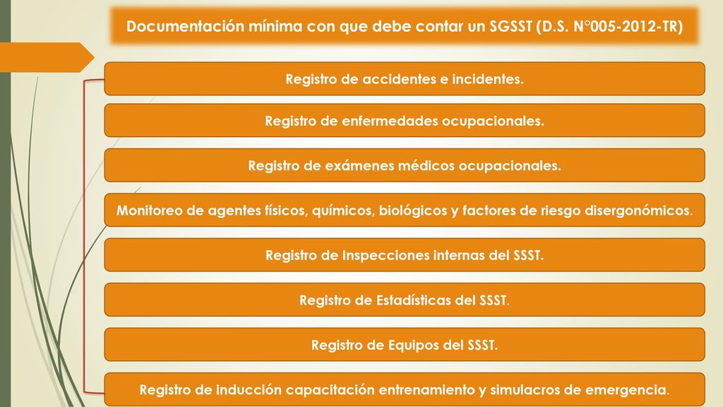 Documentación mínima con que debe contar un SGSST (D.S. N° TR)