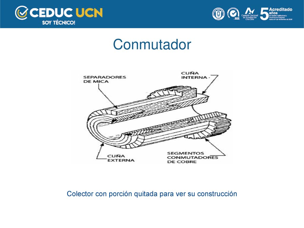 Colector con porción quitada para ver su construcción