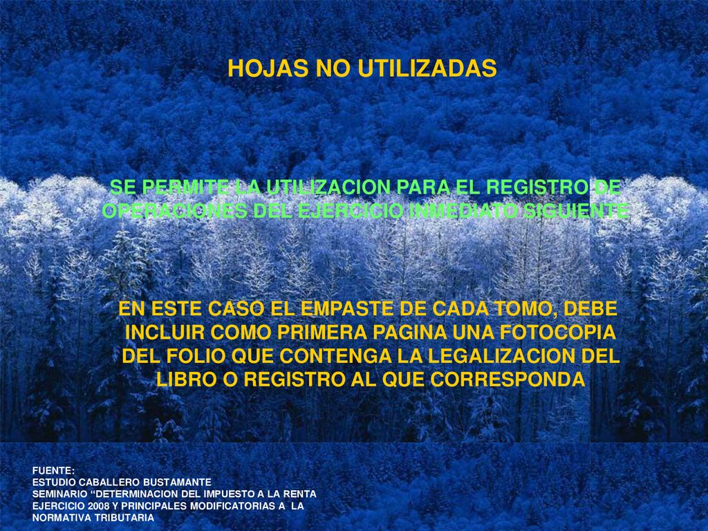 HOJAS NO UTILIZADAS SE PERMITE LA UTILIZACION PARA EL REGISTRO DE