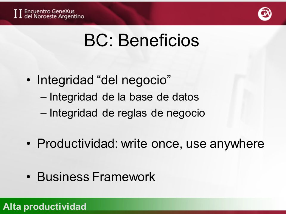 BC: Beneficios Integridad del negocio