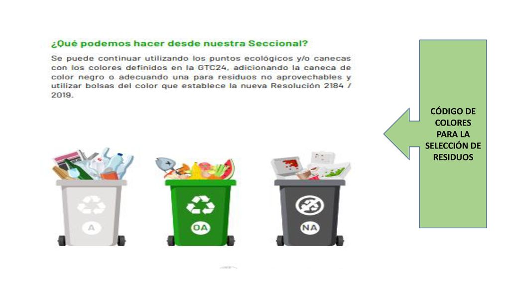 CÓDIGO DE COLORES PARA LA SELECCIÓN DE RESIDUOS