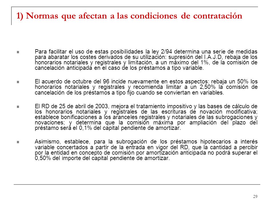 1) Normas que afectan a las condiciones de contratación