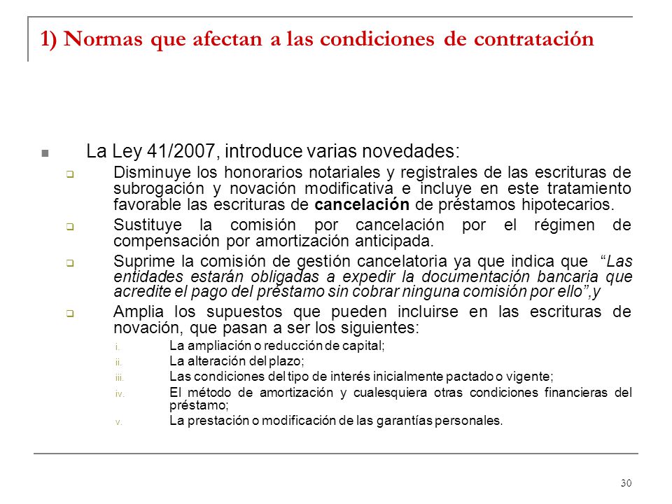 1) Normas que afectan a las condiciones de contratación