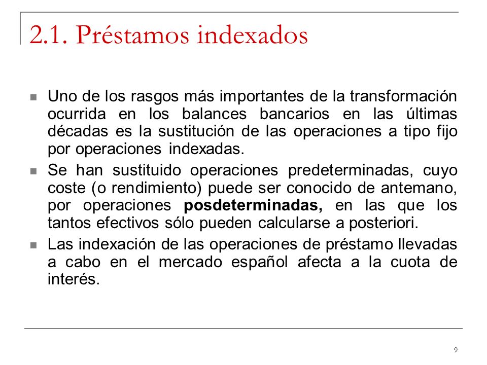 2.1. Préstamos indexados