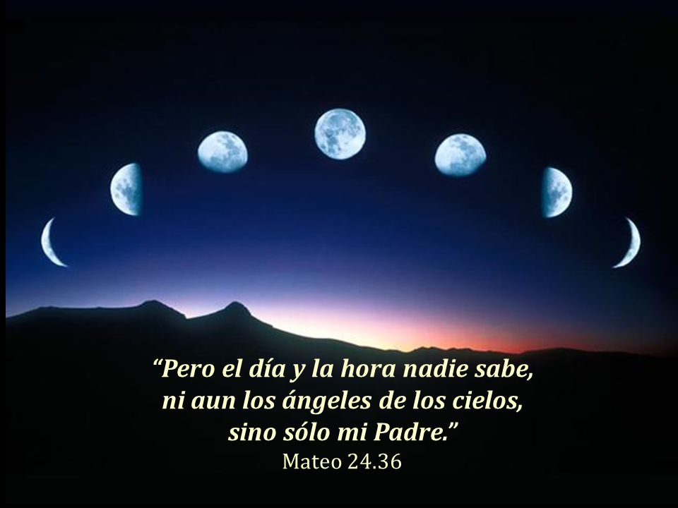 Pero el día y la hora nadie sabe, ni aun los ángeles de los cielos, sino sólo mi Padre.