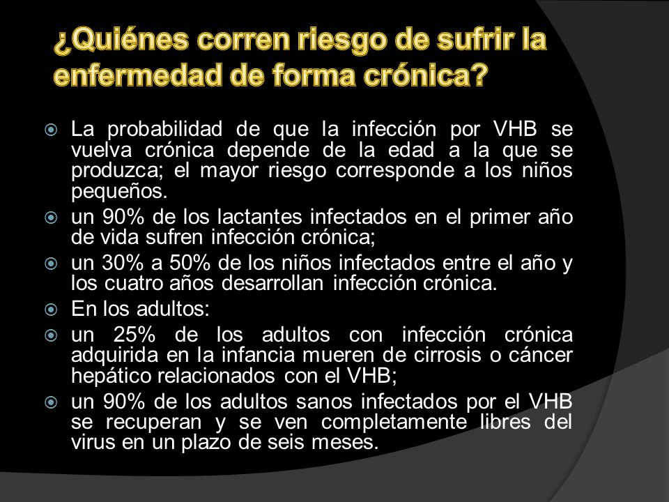 ¿Quiénes corren riesgo de sufrir la enfermedad de forma crónica