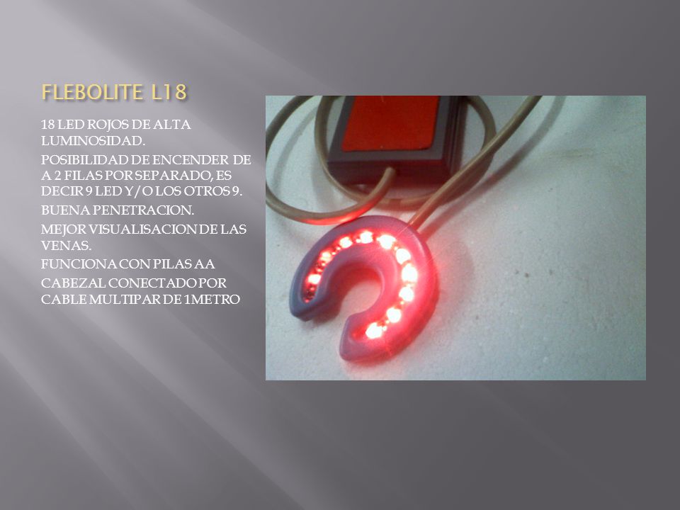 FLEBOLITE L18 18 LED ROJOS DE ALTA LUMINOSIDAD.