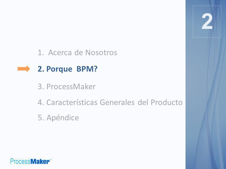 2 1. Acerca de Nosotros 2. Porque BPM 3. ProcessMaker