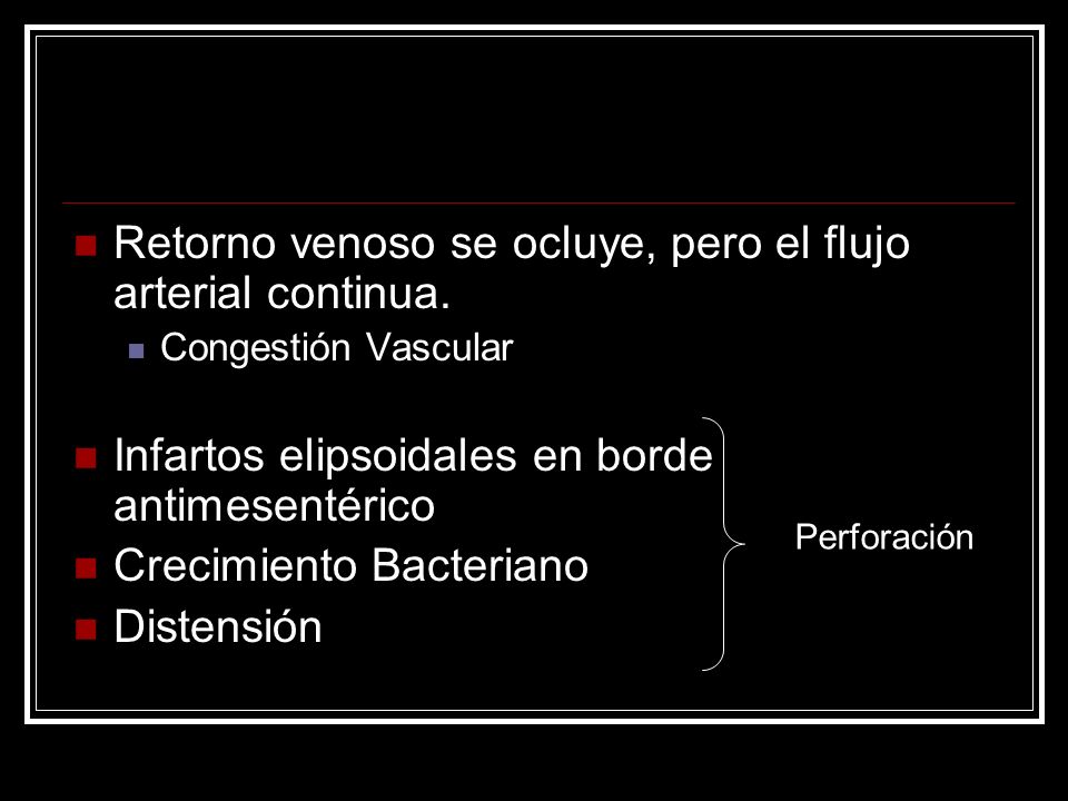Retorno venoso se ocluye, pero el flujo arterial continua.
