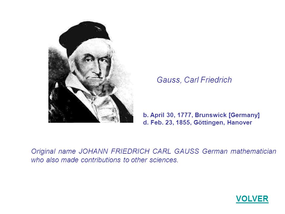 Gauss, Carl Friedrich VOLVER