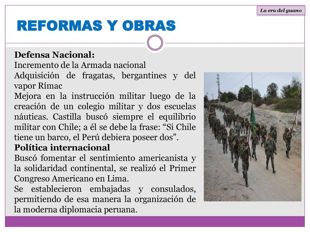 REFORMAS Y OBRAS Defensa Nacional: Incremento de la Armada nacional