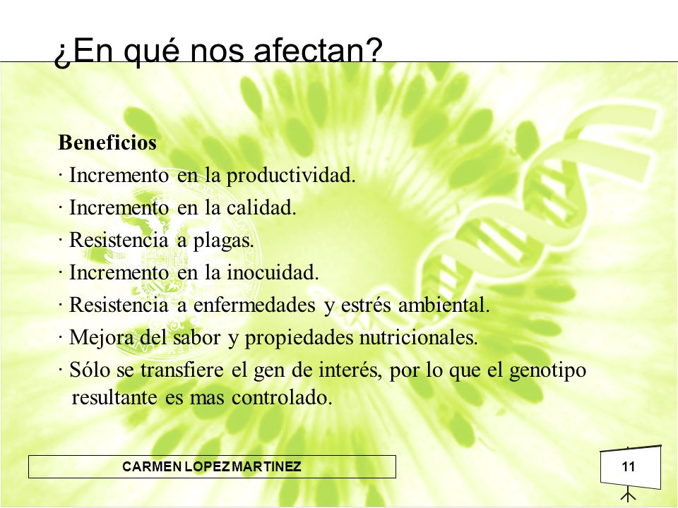 ¿En qué nos afectan Beneficios · Incremento en la productividad.