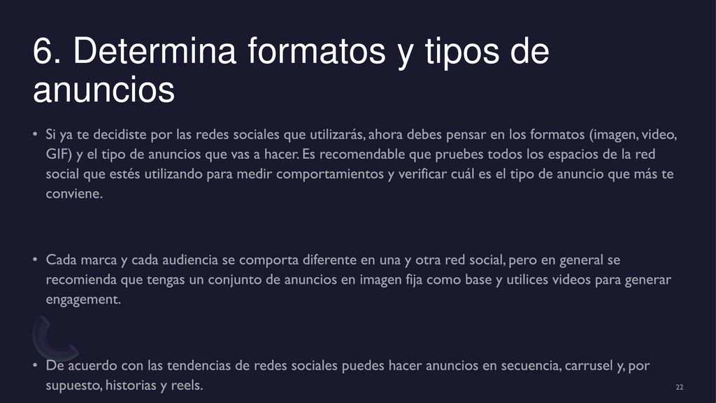 6. Determina formatos y tipos de anuncios