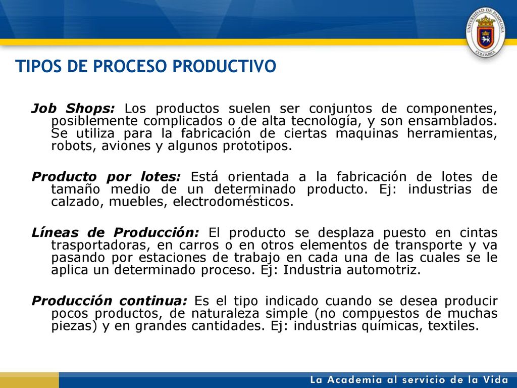 TIPOS DE PROCESO PRODUCTIVO