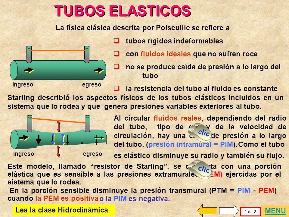 TUBOS ELASTICOS La física clásica descrita por Poiseuille se refiere a