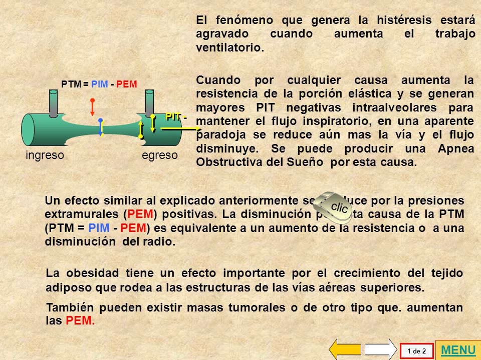 El fenómeno que genera la histéresis estará agravado cuando aumenta el trabajo ventilatorio.