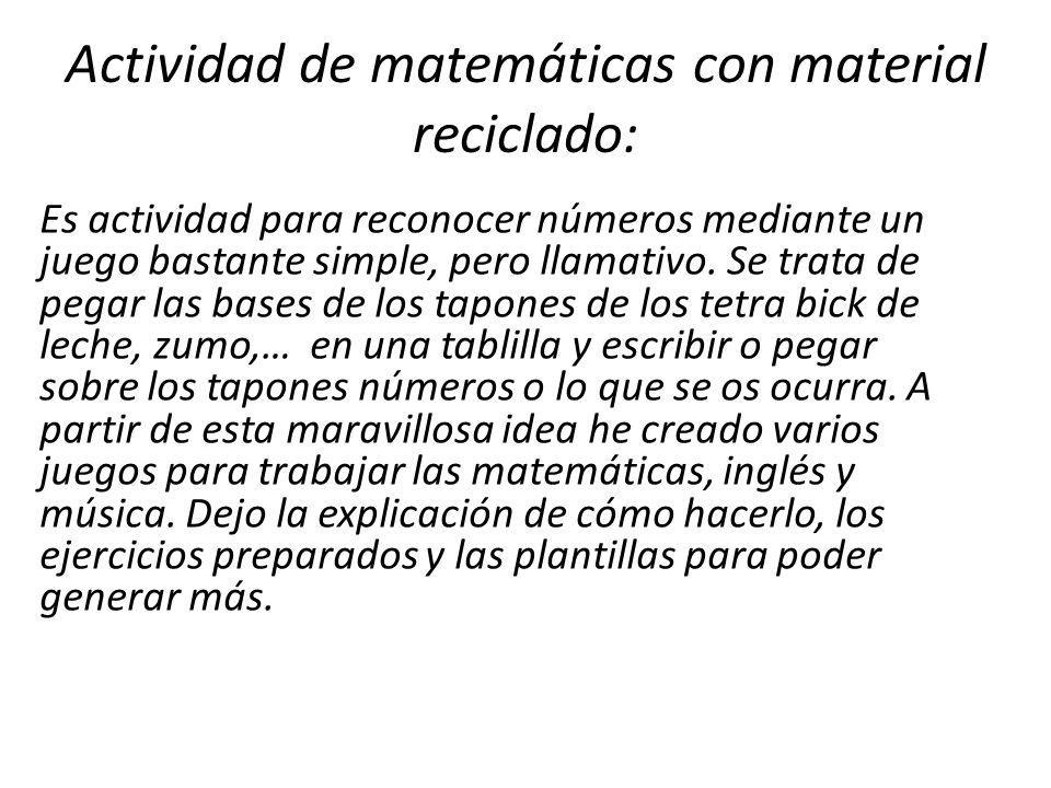 Actividad de matemáticas con material reciclado: