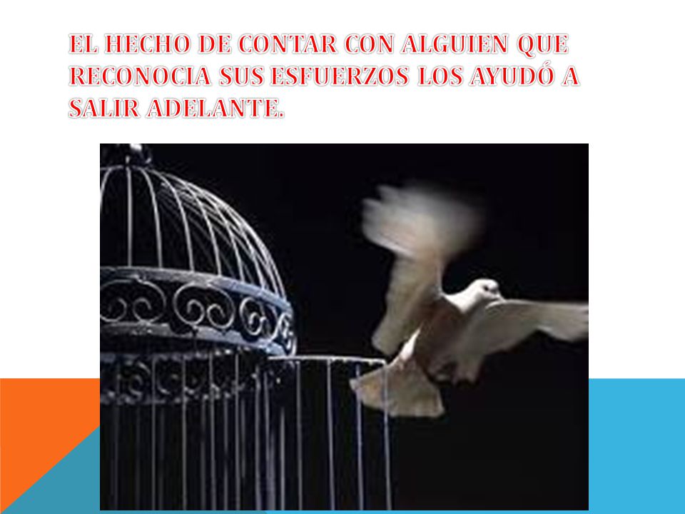 EL HECHO DE CONTAR CON ALGUIEN QUE RECONOCIA SUS ESFUERZOS LOS AYUDÓ A SALIR ADELANTE.