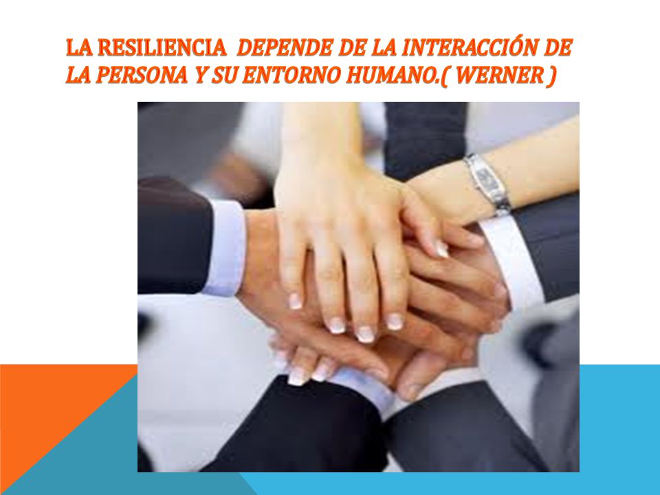 LA RESILIENCIA DEPENDE DE LA INTERACCIÓN DE LA PERSONA Y SU ENTORNO HUMANO.( WERNER )