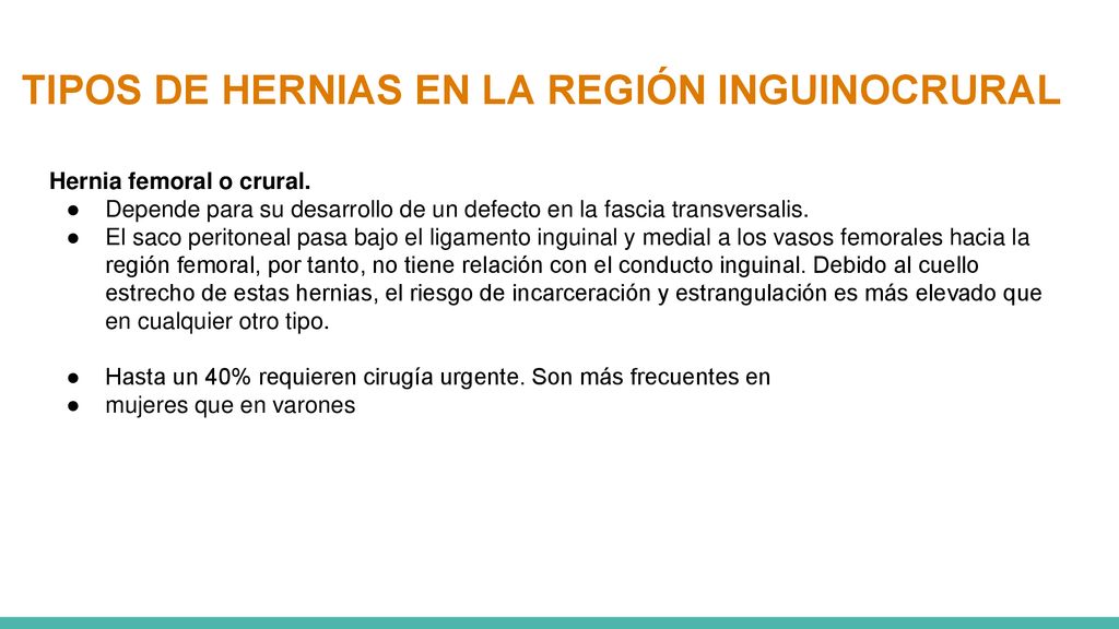 TIPOS DE HERNIAS EN LA REGIÓN INGUINOCRURAL