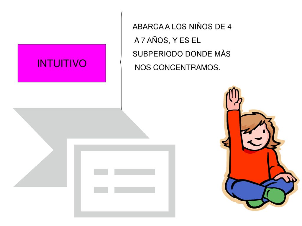 INTUITIVO ABARCA A LOS NIÑOS DE 4 A 7 AÑOS, Y ES EL