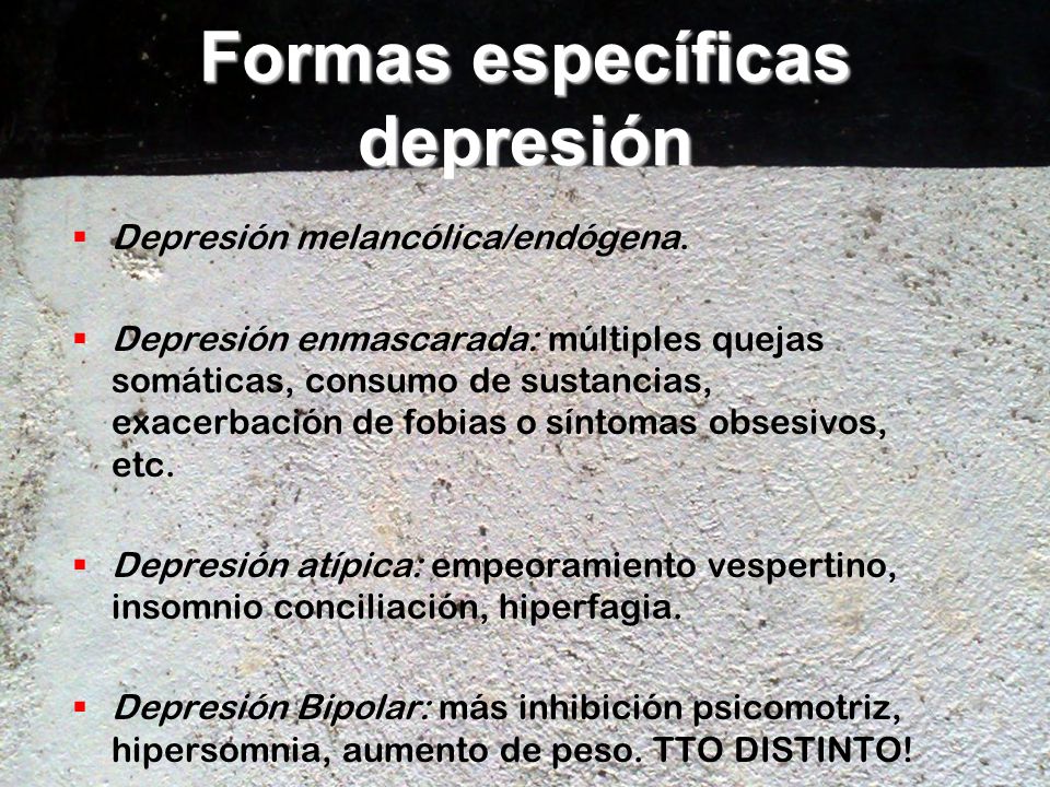 Formas específicas depresión