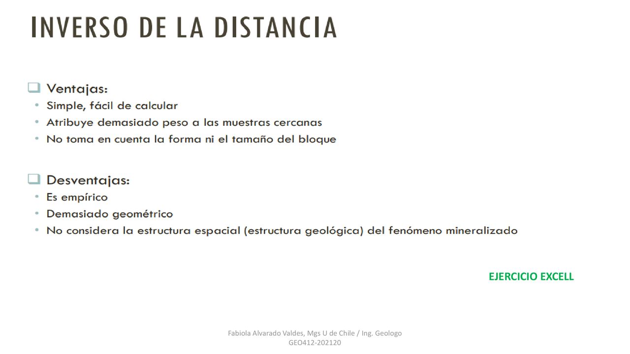 Fabiola Alvarado Valdes, Mgs U de Chile / Ing. Geologo GEO