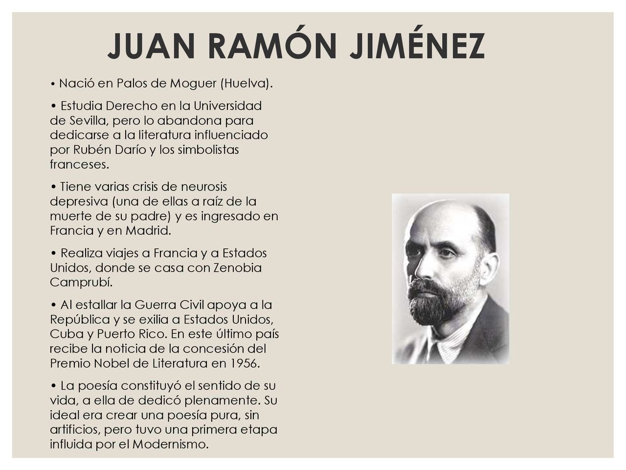 JUAN RAMÓN JIMÉNEZ • Nació en Palos de Moguer (Huelva).