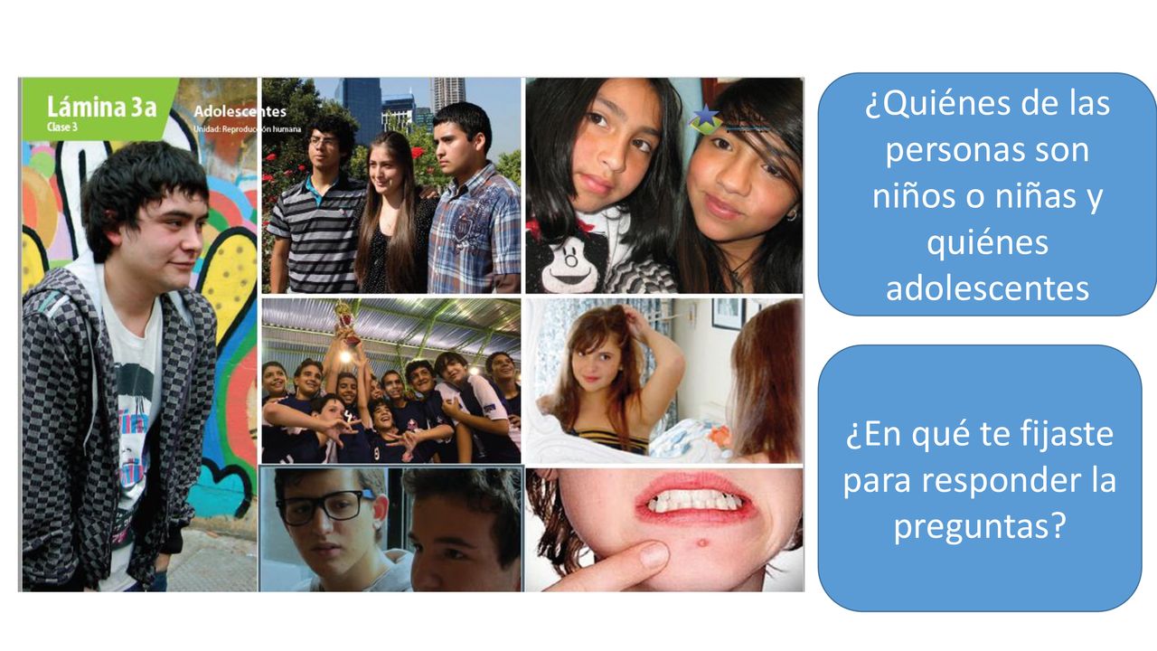 ¿Quiénes de las personas son niños o niñas y quiénes adolescentes
