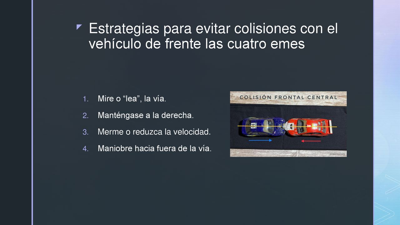 Estrategias para evitar colisiones con el vehículo de frente las cuatro emes