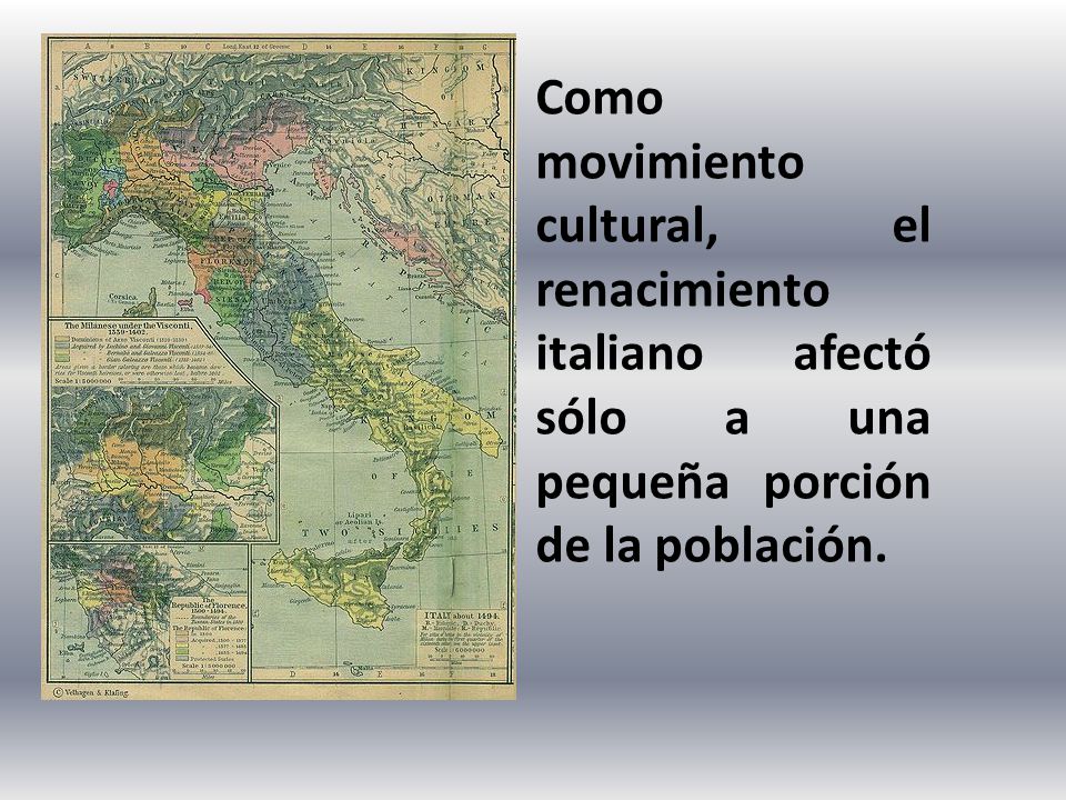 Como movimiento cultural, el renacimiento italiano afectó sólo a una pequeña porción de la población.