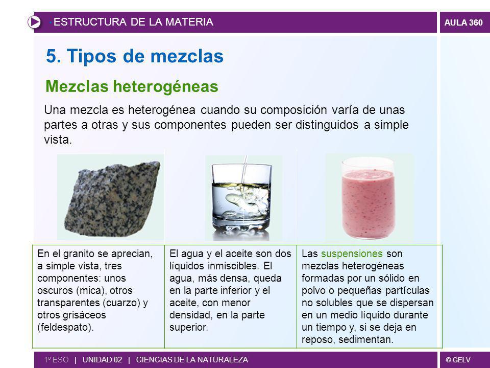 5. Tipos de mezclas Mezclas heterogéneas