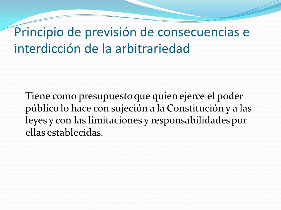 Principio de previsión de consecuencias e interdicción de la arbitrariedad