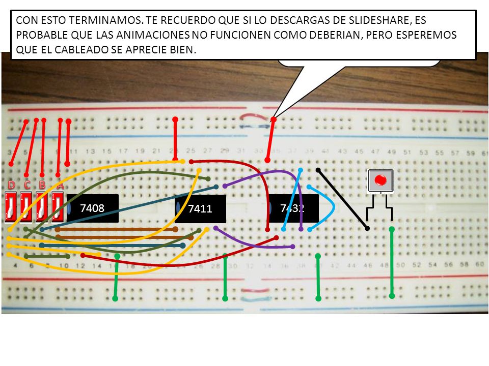 CON ESTO TERMINAMOS. TE RECUERDO QUE SI LO DESCARGAS DE SLIDESHARE, ES PROBABLE QUE LAS ANIMACIONES NO FUNCIONEN COMO DEBERIAN, PERO ESPEREMOS QUE EL CABLEADO SE APRECIE BIEN.